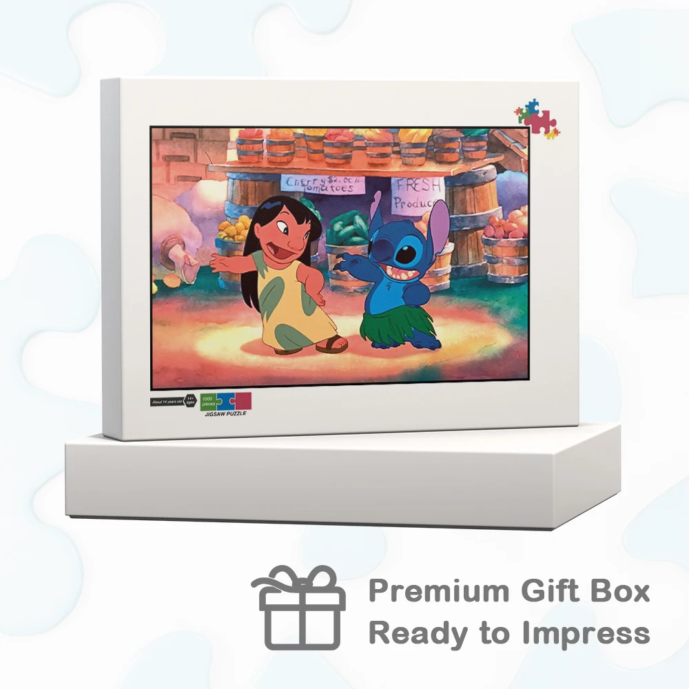 Stitch and Lilo Dancing Puzzle Fresh Products Background Disney Cartoon Games and Puzzles Classic Characters Large Puzzle Game