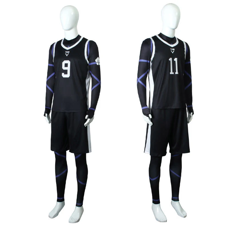 Disfraz de Cosplay de Anime con cerradura azul, camiseta de fútbol, ropa deportiva negra, UNIFORMES DE EQUIPO de Halloween, NGI, Seishiro, Mikage Reo