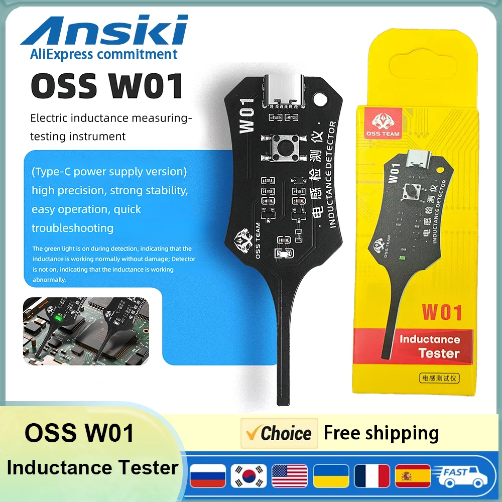 

OSS W01 Type-C Inductance Tester Motherboard Coil Tester for Mobile Phone Component Fault Detection and Diagnosis Repair