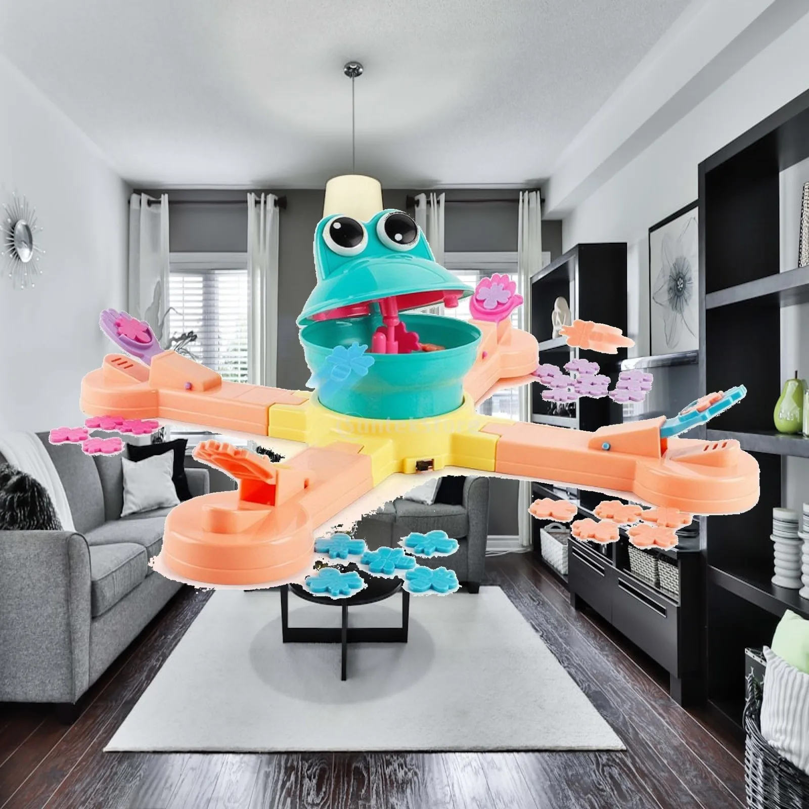 Frog Feeding Game with Music Hands-on Frog Eating Bugs Game Hand-Eye Coordination Fun for Kids, Playdates, Indoor Activity