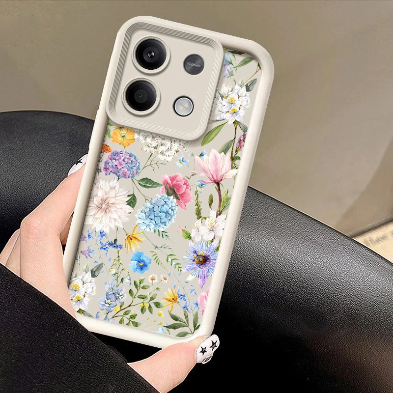 Shockproof Flower Leaves Case For Xiaomi 13T 11T Pro Poco X6 X5 F6 M6 Redmi Note 12 11 10 13 Pro 5G Soft Silicone Bumper Cover