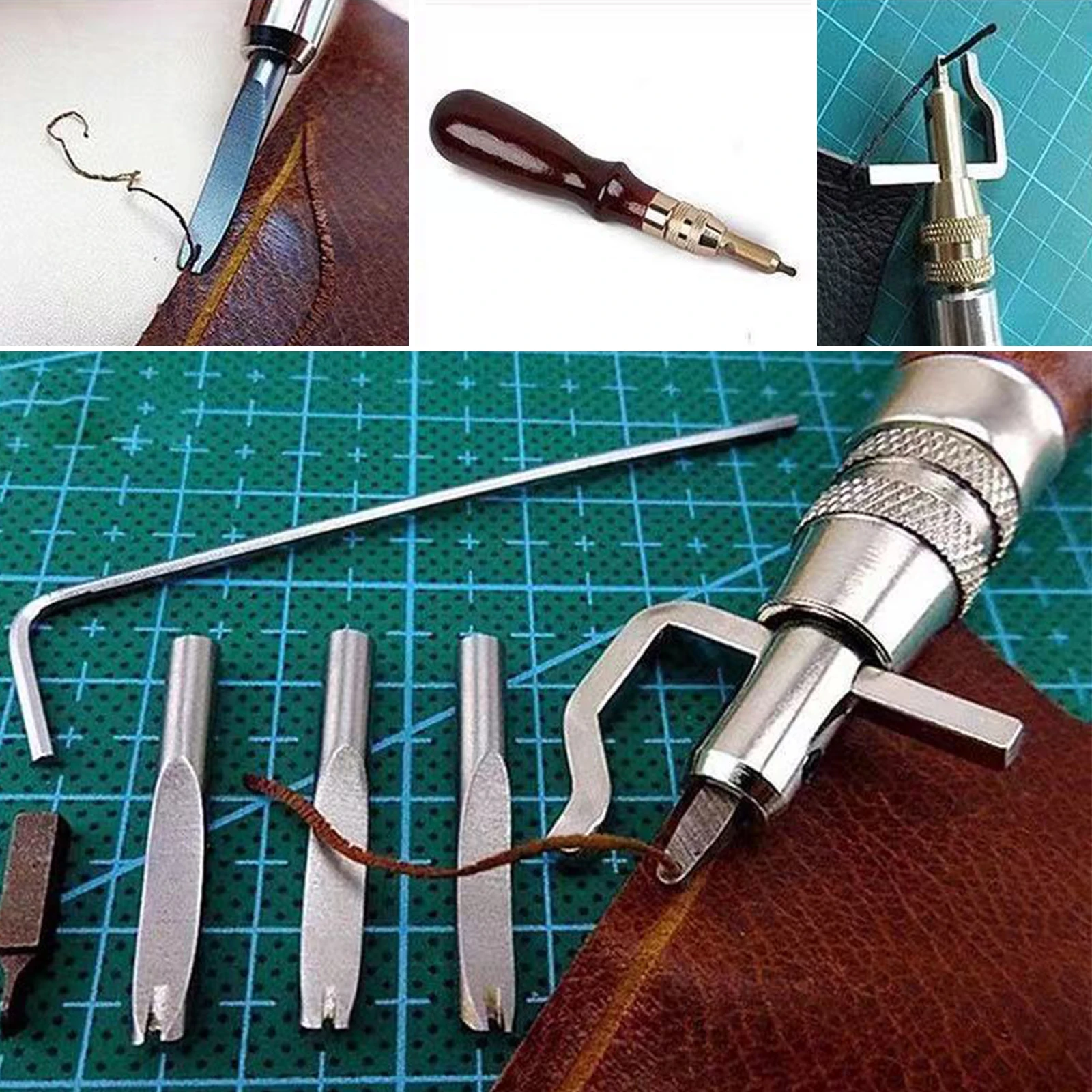 59pcs Leather Craft Working Tools Stitching Sewing Kit Repair Set with Waxed Thread Groover Awl for Beginners Professionals