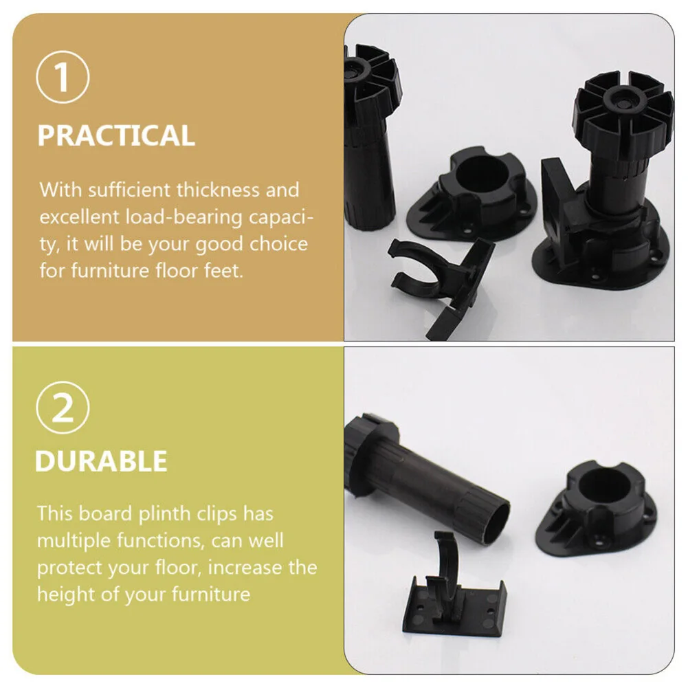 Black Plastic Cabinet Leveler Kitchen Plinth Leg Clips Adjustable Legs Cabinet Foot Buckle Cabinet Leveler For Most Furniture