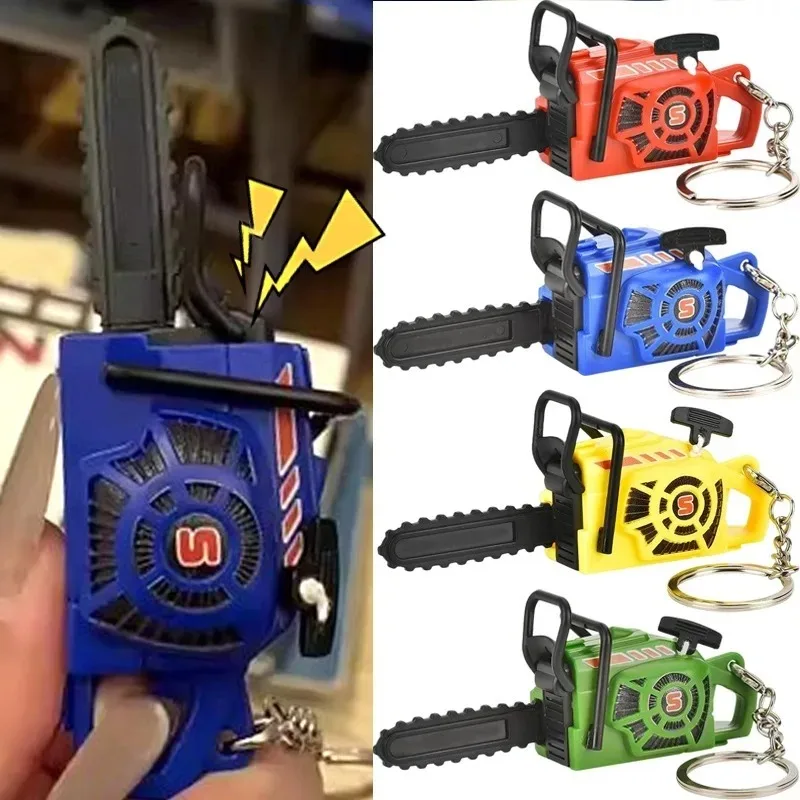 Mini Chainsaw Model Key Rings Adults Stress Relief Keychains Handheld Power Saw Bag Pendant Realistic Logging Saw Key Decor