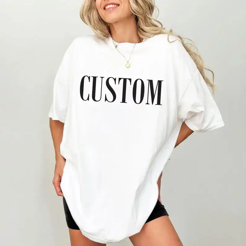 

Женская винтажная свободная рубашка оверсайз с коротким рукавом, с возможностью индивидуализации: ваш текст, логотип, фото, персонализированные буквы