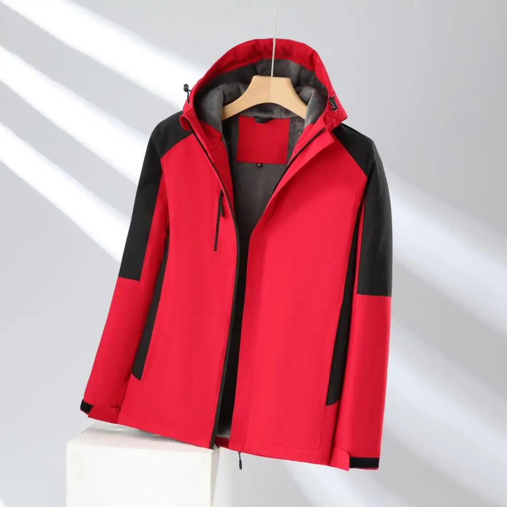 New Men Winter Fleece Warm Detachable Hooded Jacket Customized LOGO Casual Outdoors Windproof Jacket Male Coat LS-558