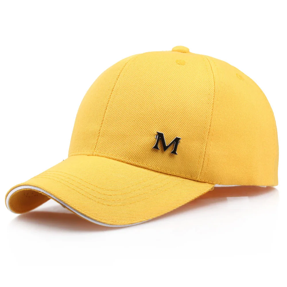 M Standard Baseball Cap Spring Summer Solid Color Sports Cap Adjustable Hip Hop Caps Bone Gorras Bone Snapback Long Visor Hats