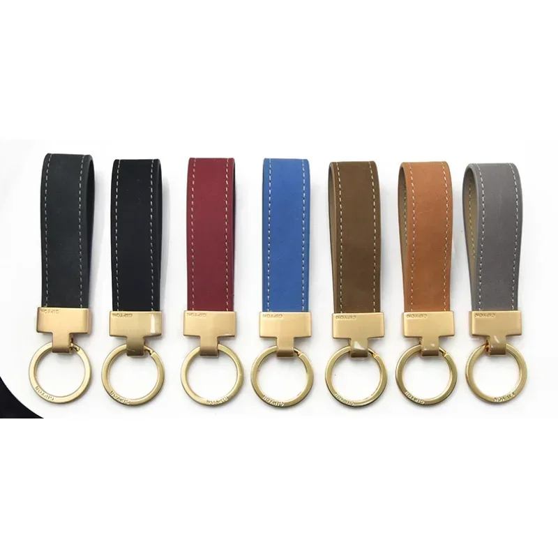 GIP car keychain pendant, genuine leather key chain turned hair first layer cowhide rope key ring gift