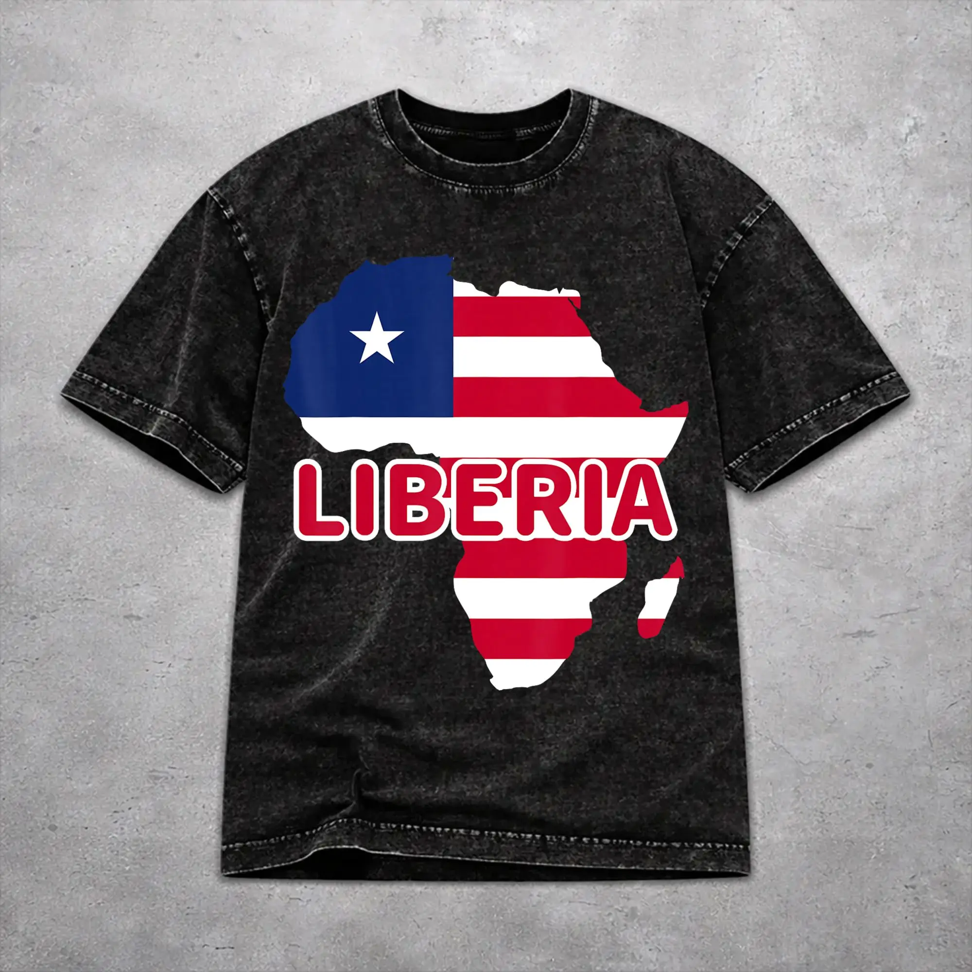 Women Men Liberia Independence Day Shirt Printed Vintage Washed  Casual T-Shirts