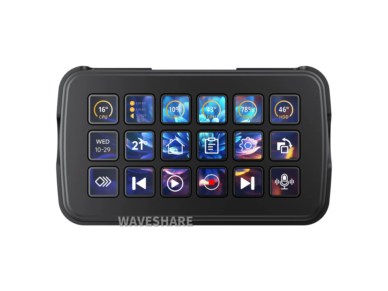 

Waveshare SK18 Multi-Functional AI Voice Control Panel,Supports Linux + QMK Dual-system Architecture and AIDA64