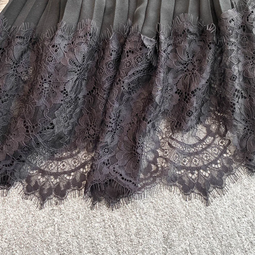 Hepburn eleganti abiti lunghi in tweed donna autunno cintura di cristallo chiffon pieghettato abiti da festa in pizzo abito di lusso occasione formale