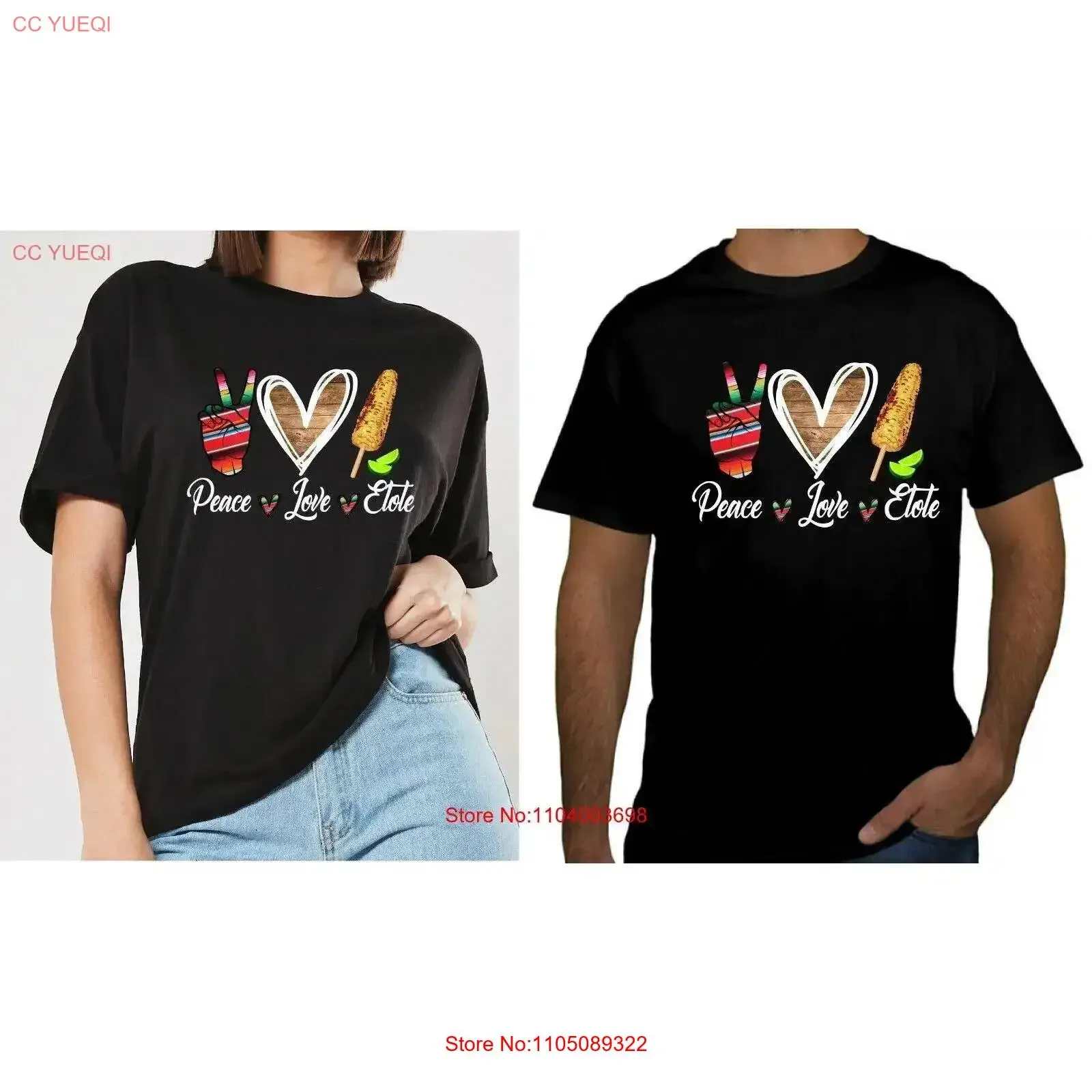 Peace Love Elote Camiseta Taco Comida Mexicana St snack vintage Ropa de diseñador gráfico lavada Top unisex para uso diario Casual