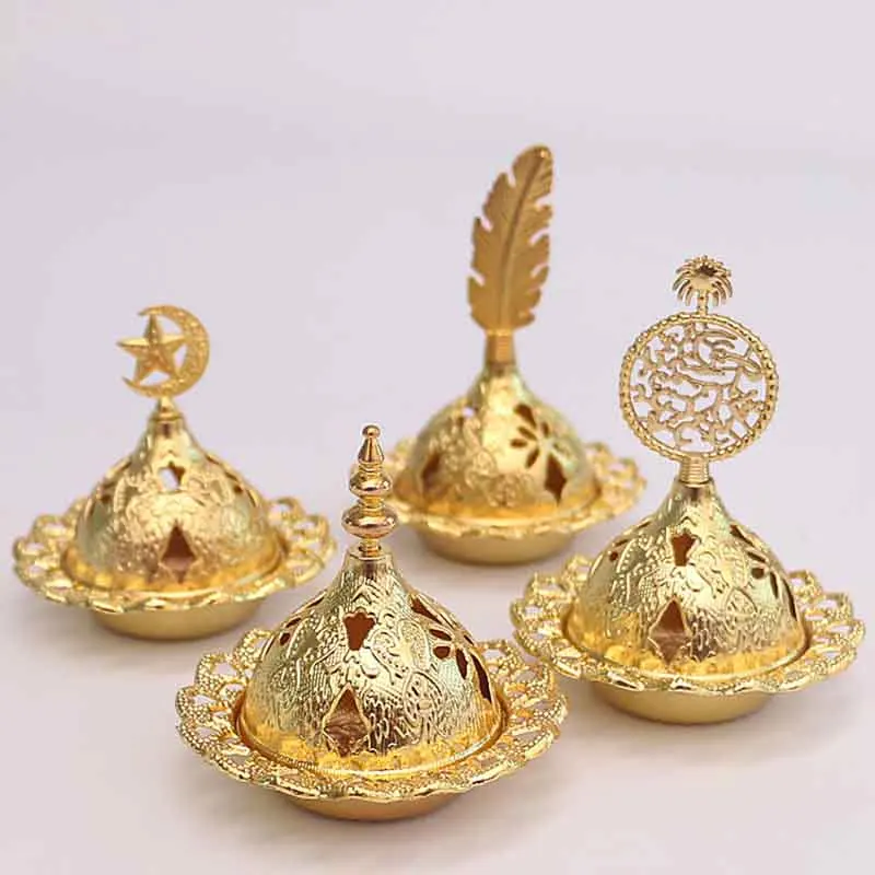 Incense Burner Golden Burner Zinc Alloy  Burner Home Decoration Layout Household Indoor Tower Small Incense Burner  Middle East