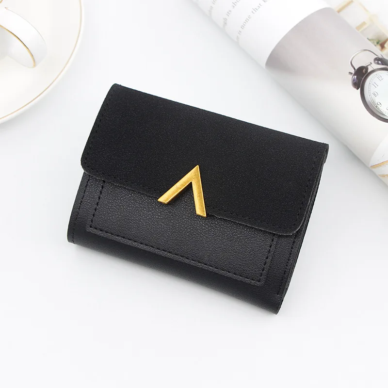 Women's Wallet Retro V Shape Short Wallet Trend Small Fashion Purse Coin Purse Ladies Card Bag