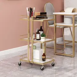 Beauty Salon Dedicated Small Cart Light Luxury 3-layer Mobile Push-pull High-end Cart Nail Salon Bedroom Durable Kitchen Islands