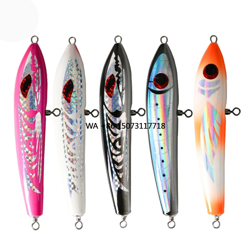 

90g 23cm Deep Saltwater Wooden Timber Trolling Pencil Fishing Lure 5 Colors