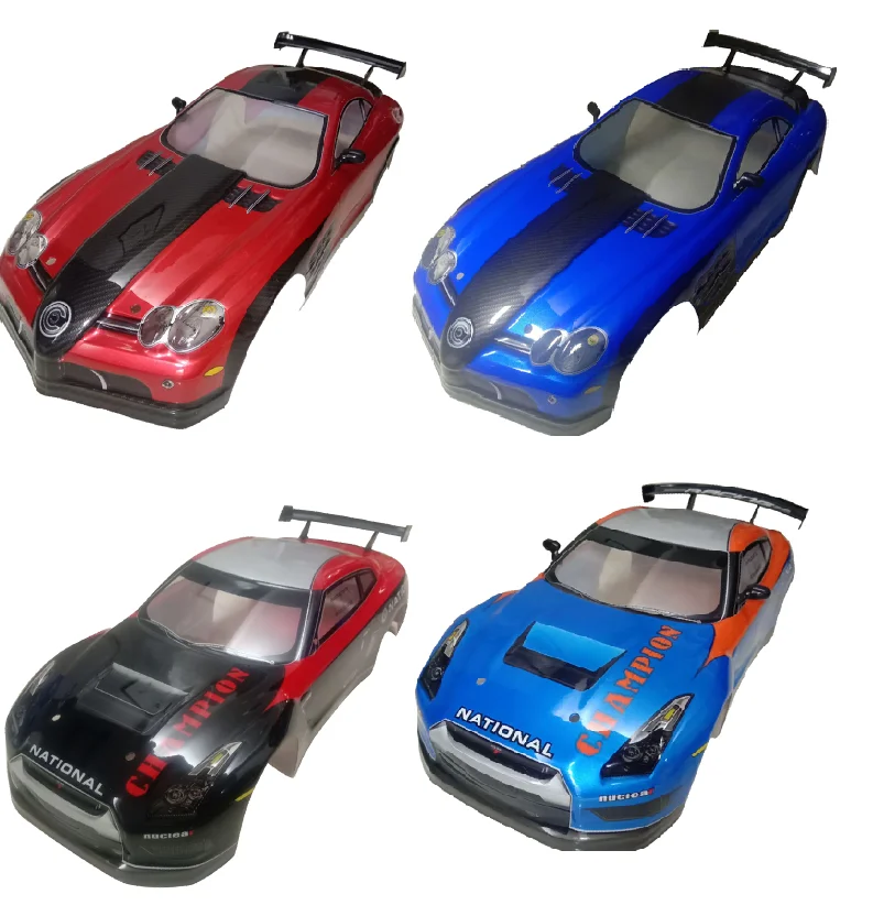 6 styles PVC painted body shell/tail wing /Accessories for 1/10 R/C racing drift cars HSP 94123 185mm Width 255 wheelbase