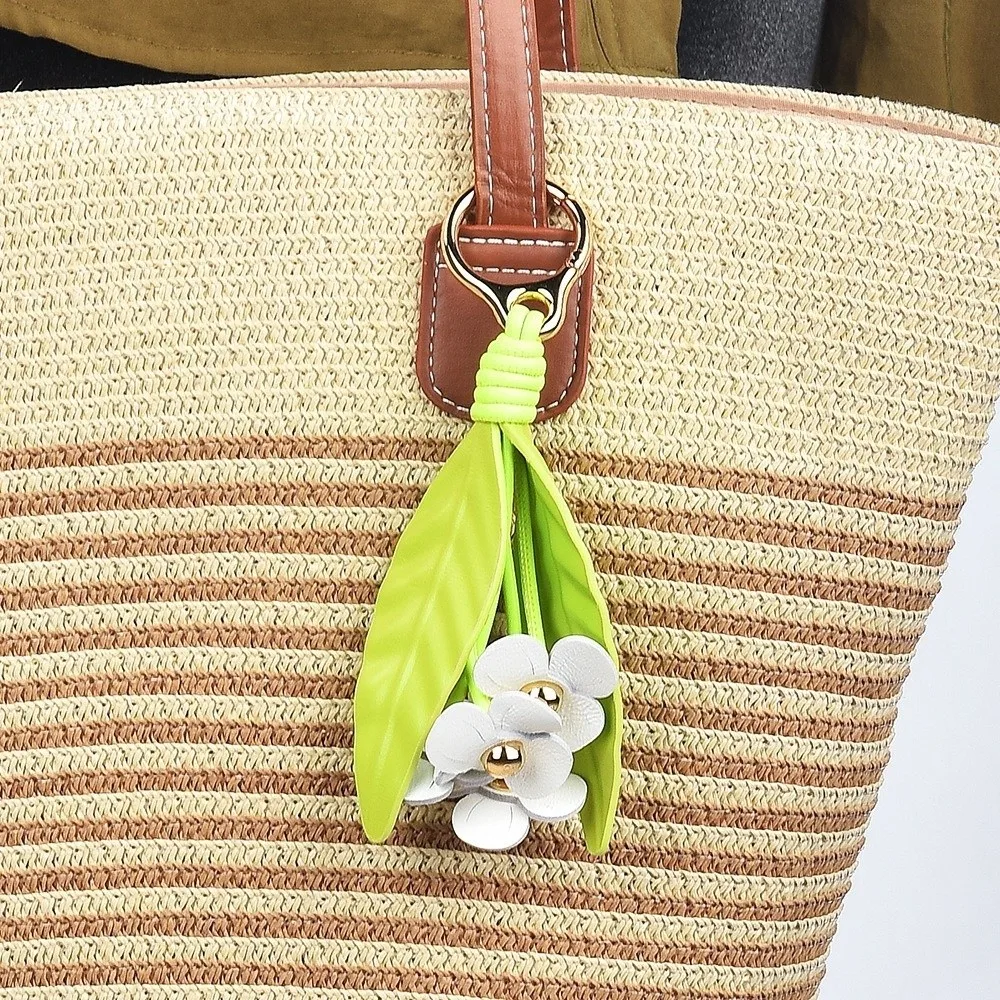 Fashion Tomato Flower Tulip Bag Pendant PU Resin Car Keyring Hanging Ornament Handmade Key Ring Backpack Decoration