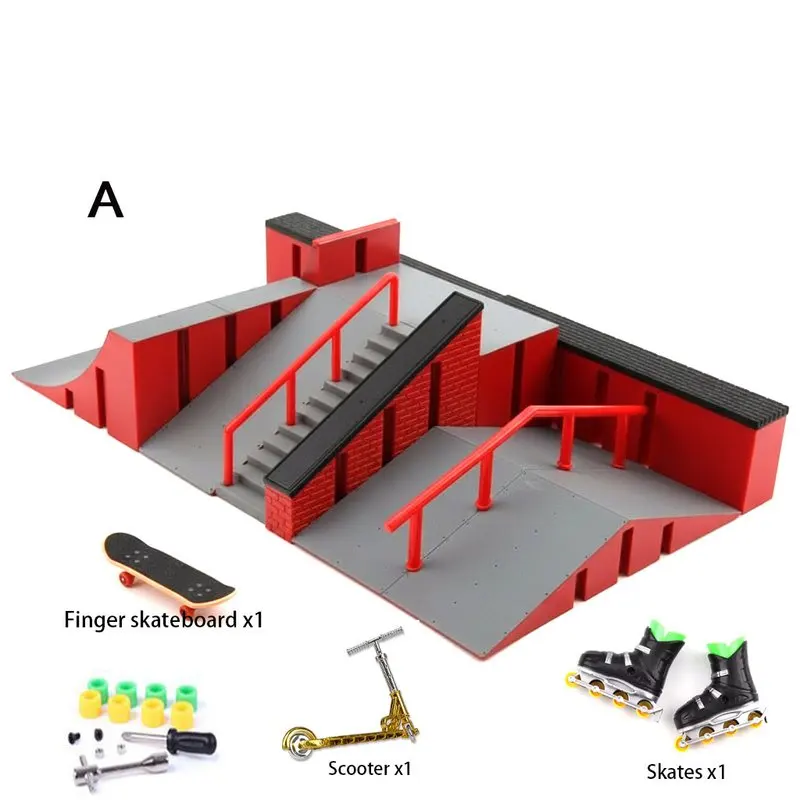 لوحة أصابع بمشهد كبير، لوح تزلج صغير، منصة حديقة مثيرة، مسار منحدر، سلالم، مجموعة ألعاب منزلية داخلية للأطفال، هدايا