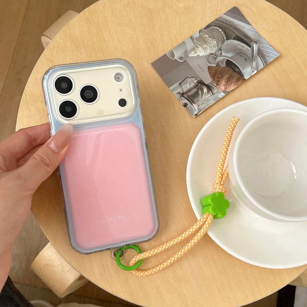 Korean Sweet Style Candy Color Collision Flowers Bead Braided Lanyard Shock Proof Phone Cover Case for iPhone 17 16 15 Pro Max view 3