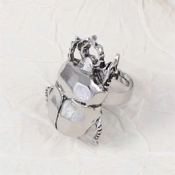 Frosch-Tritter-Tierringe für Damen und Herren, künstlerisches Design, Retro-Stil, größenverstellbar, Unisex, Statement-Ringe, silberfarben, Geschenk