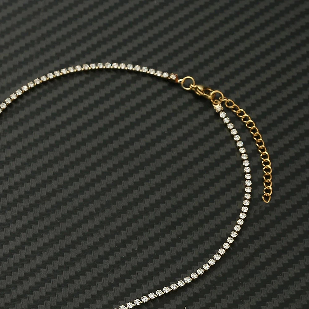 2mm Iced Out Tennis Chain Necklaces Female Gold Color Stainless Steel Neck Chain For Women Fashion Jewelry Gift Chocker 2024