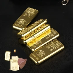 Gold Bar Lighter Inflatable Gas Lighters Metal Windproof Lighter Men's Lighter Cool Gift Smoking Gadgets Cigarette Accessories