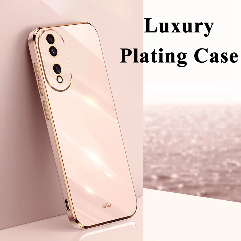 Luxury Plating Case for Honor 90 5G 90 Lite Soft Silicone Square Shockproof Phone Back Cover for Huawei Honor 70 50 Lite