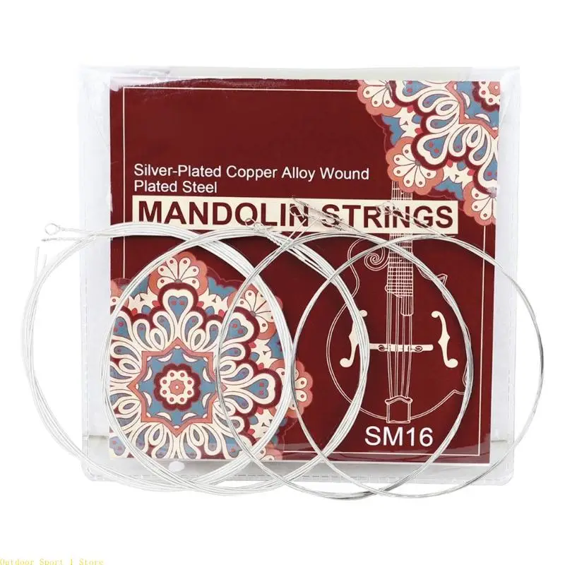 A0KA 8Pieces Replacement Mandolin Strings Light Gauge Easy Installation Bright Sound Metal Texture for Musical Instrument