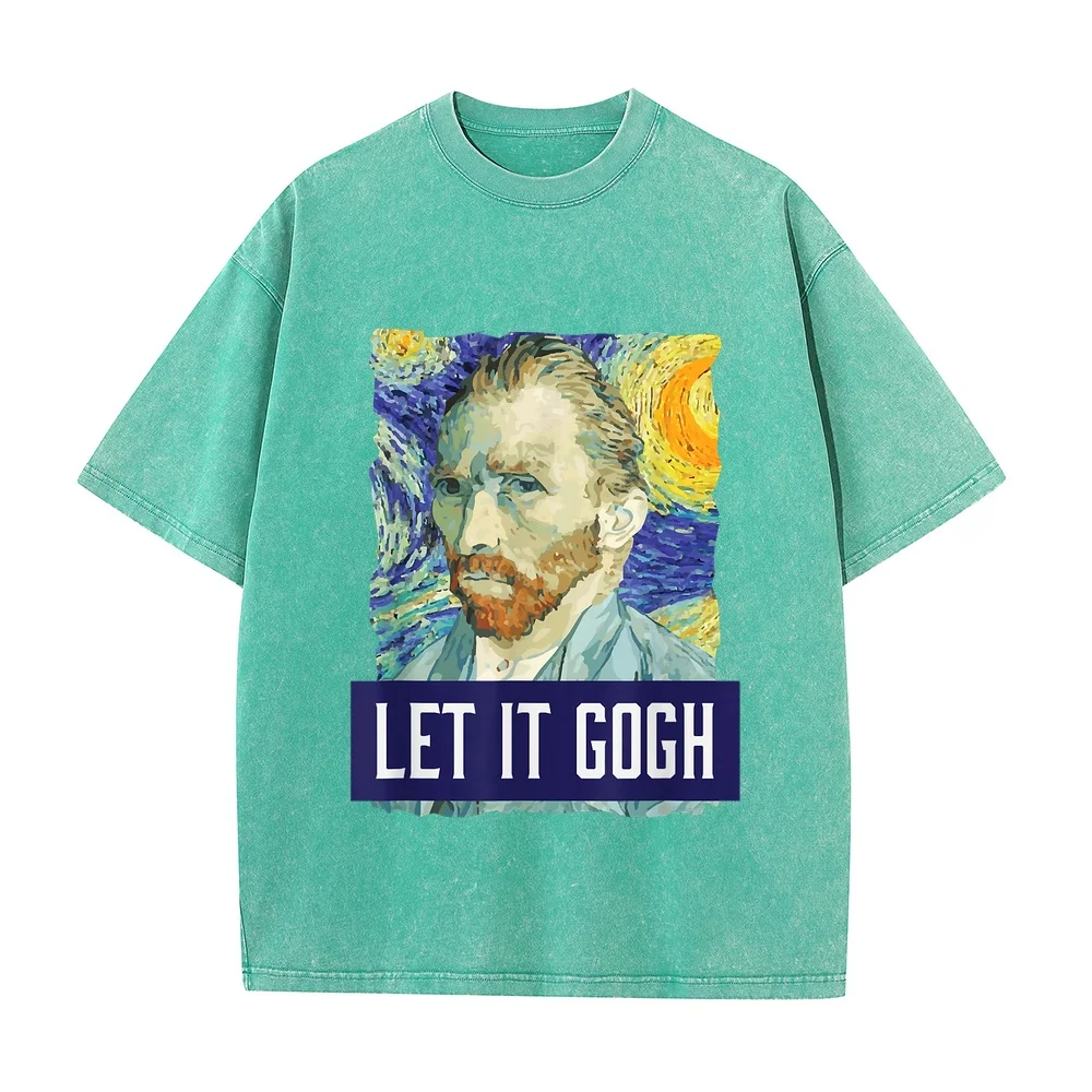 Funny Let It Gogh Vincent Van Artist T-Shirt Roupas Masculinas Short Sleeved For Men Regular Women Tee Cotton T Shirt Quote