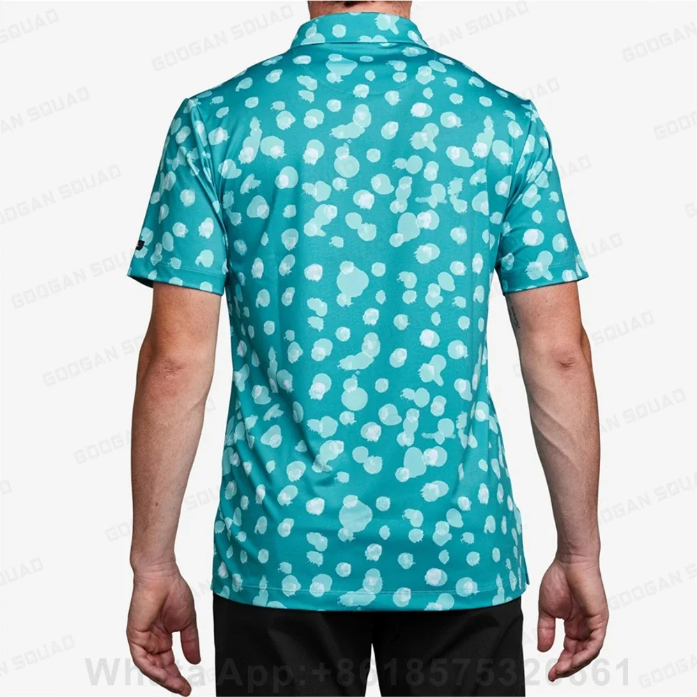 Men Summer Polo Golf Shirt Short Sleeve Quick-dry Sports Clothing Casual Lapel Button Quick-dry Printed Multi-function T-shirt