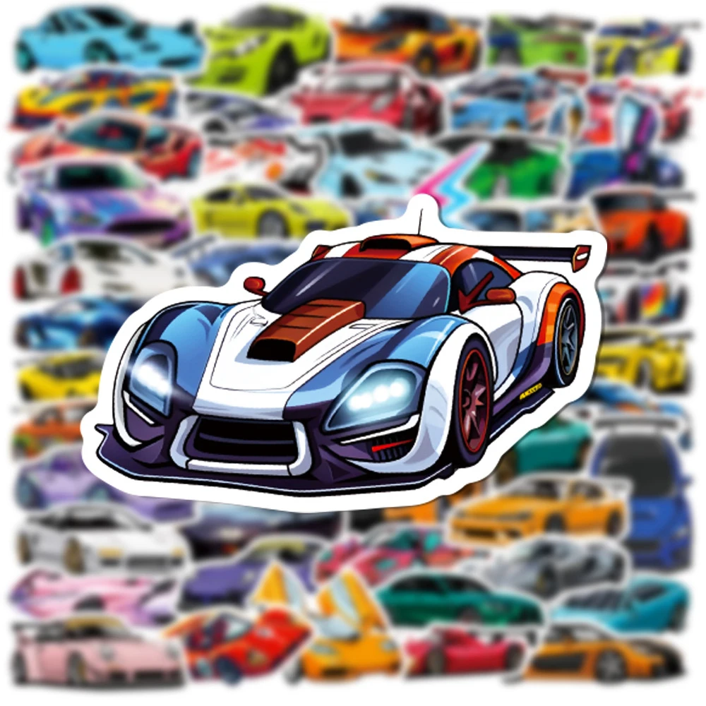 

10/30/50pcs Cool Supercar Stickers Cartoon Graffiti Decals Toy DIY Motorcycle Stationery Laptop Bike Waterproof Sticker Kid Gift