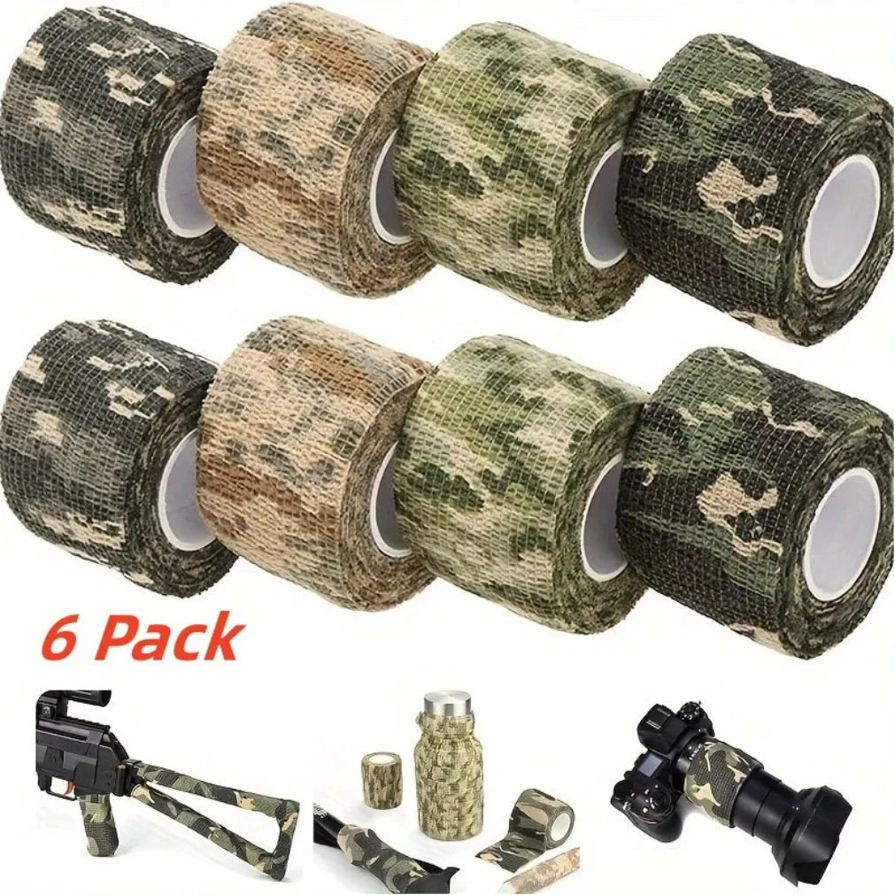 

6 Roll Camouflage Kinesiologia Bandage Outdoor Hunting Camouflage Stealth Tape Elbow Pads Knee Brace Support Elastic Bandage