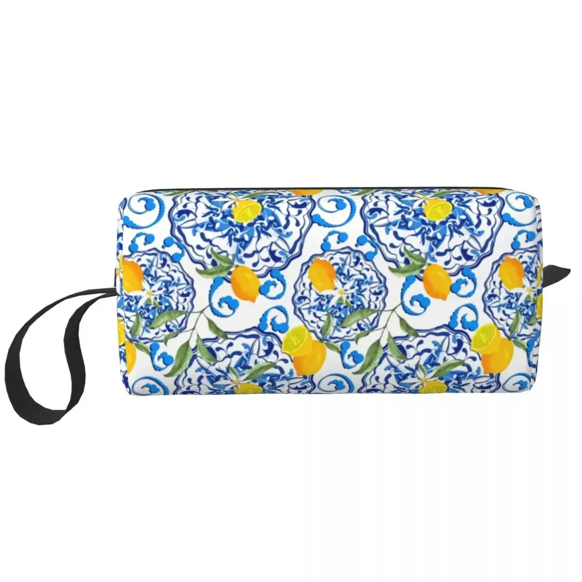 Custom Kawaii Lemon Fruit Pattern Travel Toiletry Bag Summer Citrus Mediterranean Style Makeup Organizer Beauty Storage Dopp Kit