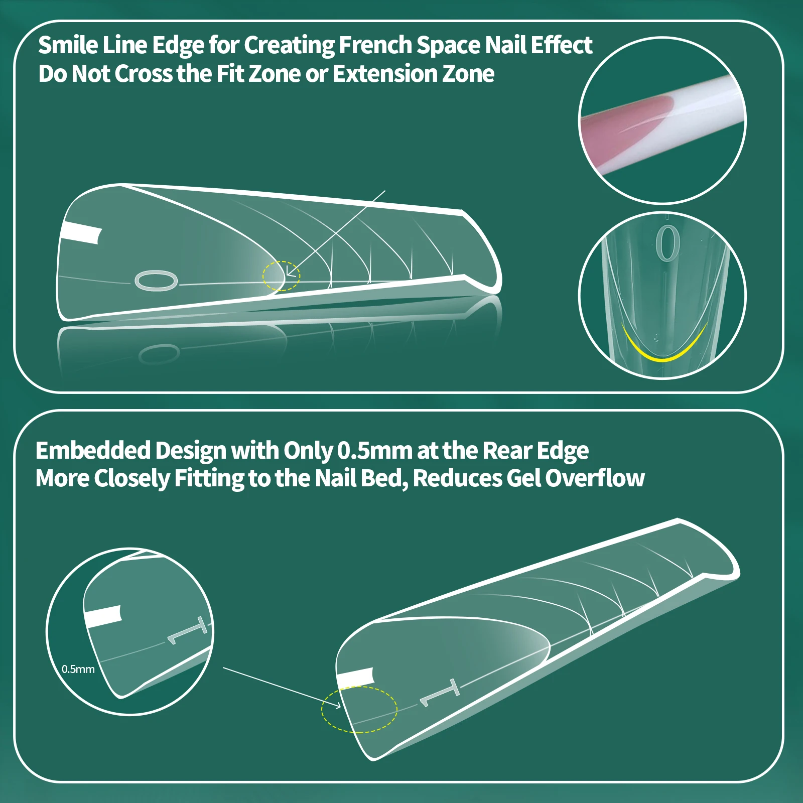 Nailpop 150pcs/box French Long Ballet Nail Dual Forms Clear Extension Top Form Full Coverage Acrylic Building Gel Nail Tools