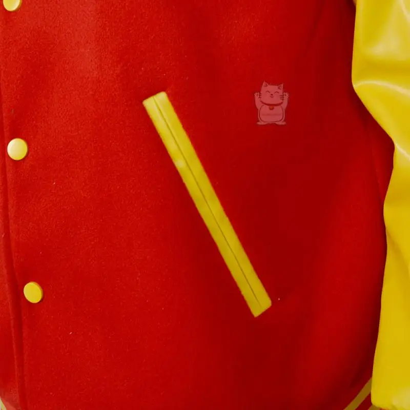 World's number one dance king Michael Jackson cosplay top school team jacket red and yellow block baseball jacket retro idol - view 5