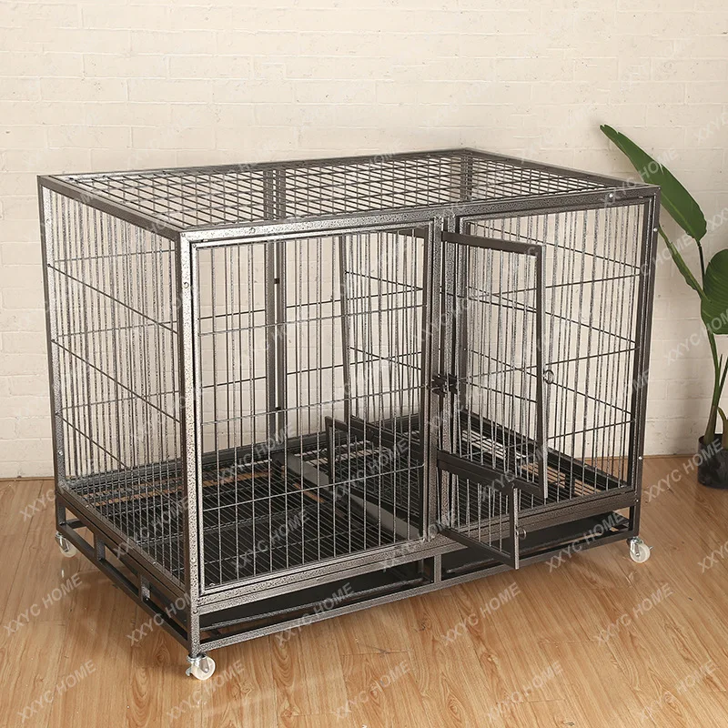 

L New dog cage bold square tube mother cage black paint dog cage