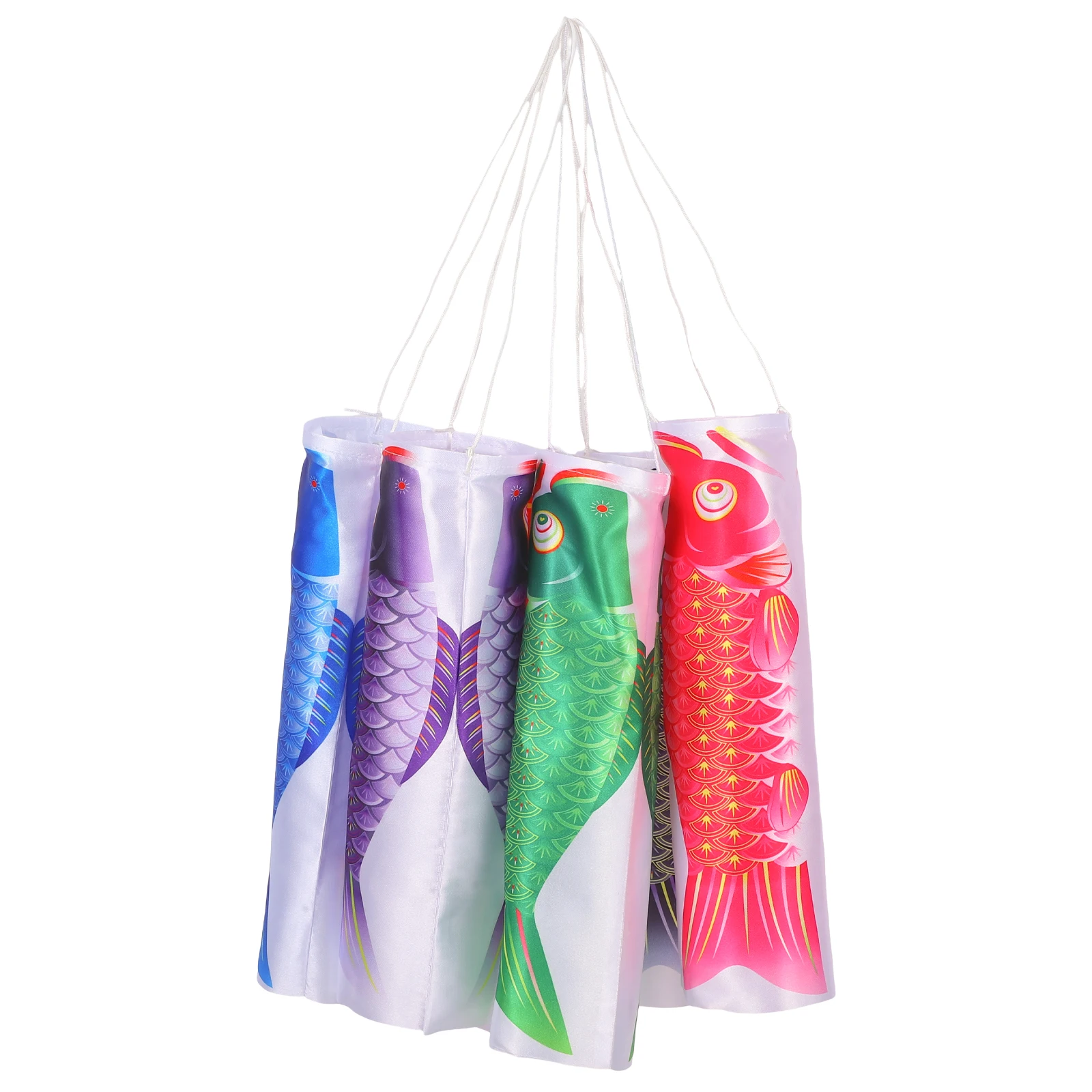 

6 Pcs Japanese Carp Windsocks 40cm Black Blue Pink Tassel Durable Outdoor Garden Flags Sushi Pendants Gifts