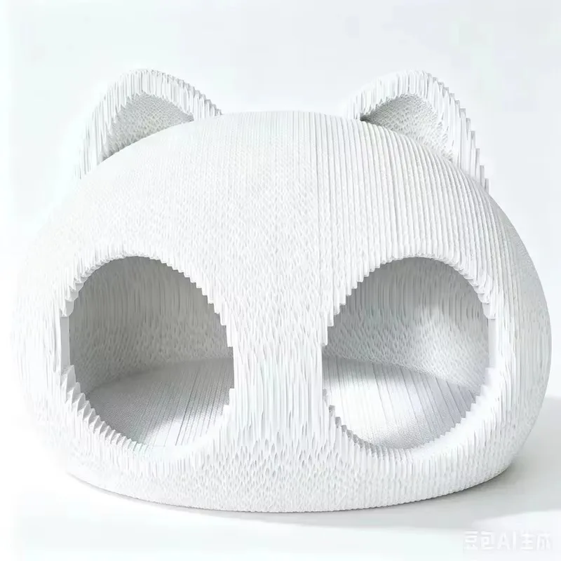 STLF  white kraft paper cat scratching board 60cm, handmade corrugated paper, high-end BB style, cat ears, cat , pig