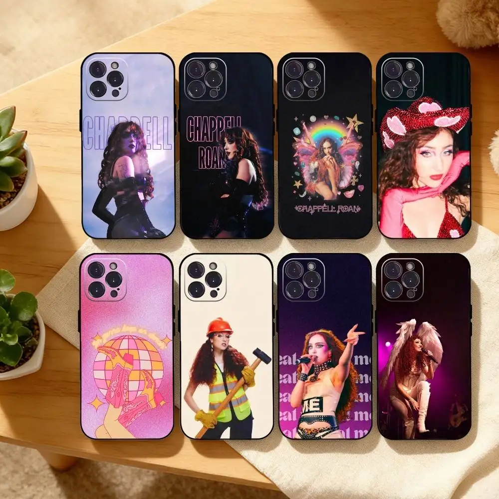 

C-C-Chappell R-Roan Phone Case For iPhone17,16,15,14,13,12Plus,Pro Max,XS,5G Soft Silicone Black Cover