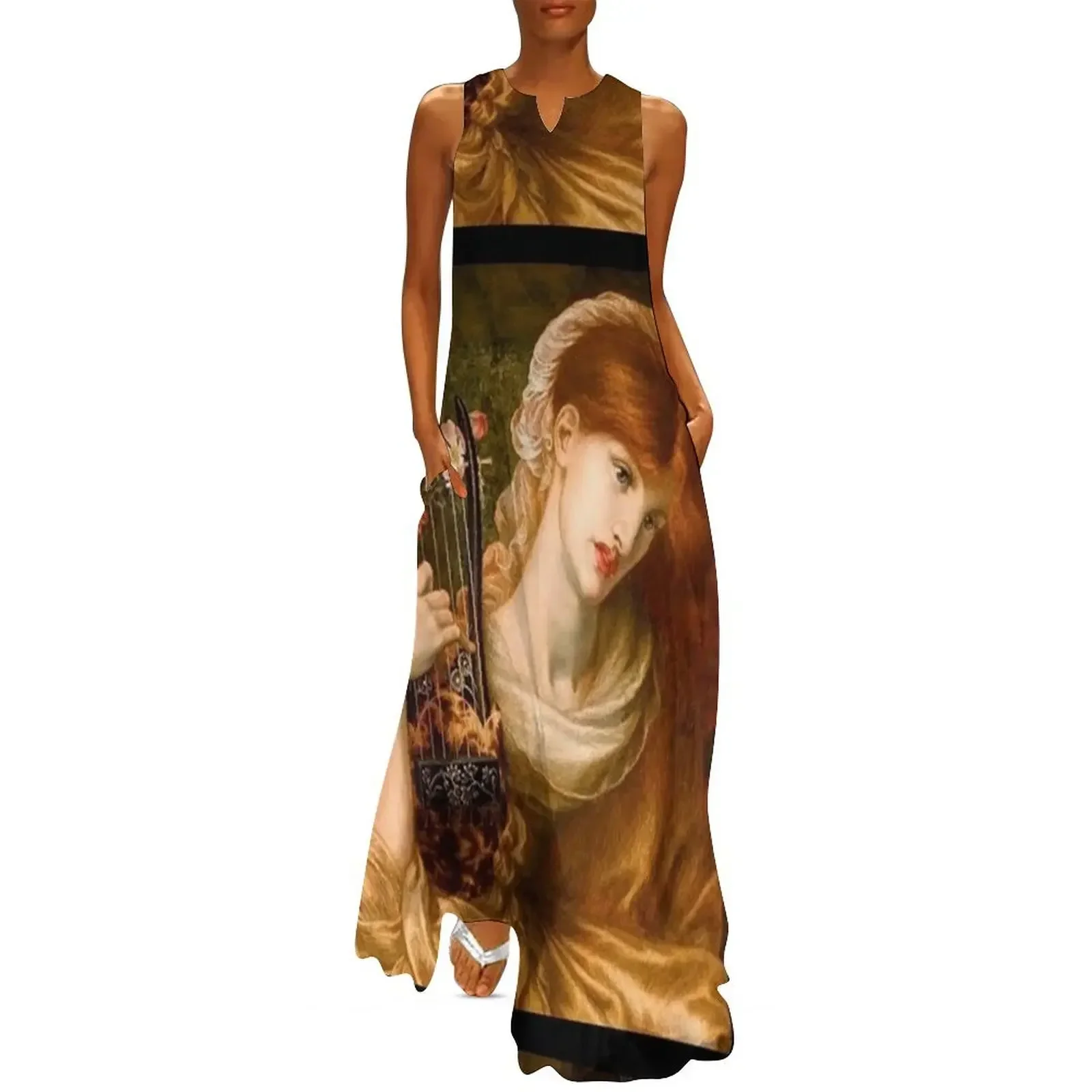 

Lady with Lyre - Evelyn De Morgan Long Dress women dresses clothes chic and elegant woman dress Dress