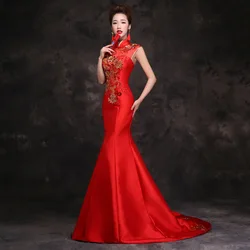 Aangepaste Satijn Zeemeermin Avondjurken Applicaties Hof Trein Prom Partij Jassen Formele Gelegenheid Vestido De Noche robes de soirée