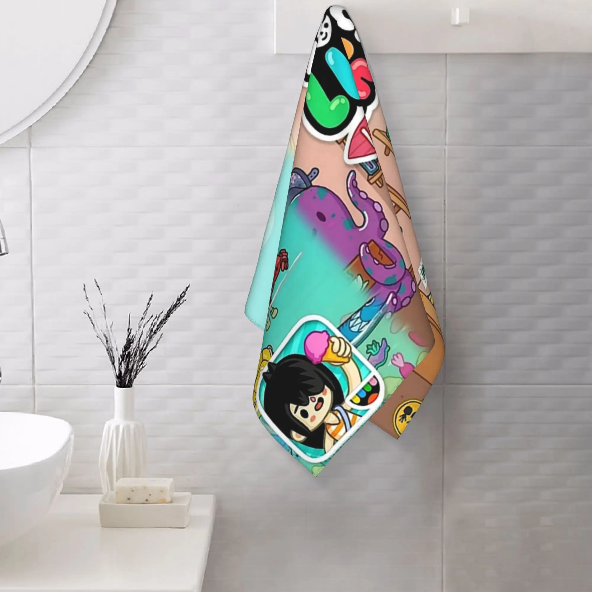 Custom Toca Life Box Toca Boca Cute Game Soft Face Towel Quick Dry Pool Bath Cotton Towels Breathable