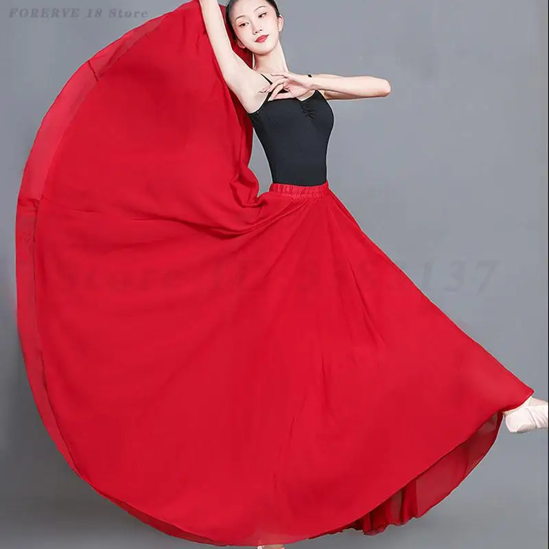 Dança clássica grande balanço saia nova prática de dança do ventre saia longa chiffon quadrado desempenho traje equipe dançarino roupas