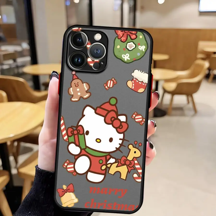 حافظة لهاتف آيفون 17 16 برو ماكس 16e 13 Mini 15 Plus XS 14 12 11 17 غطاء هاتف خلفي هوائي سانريو عيد الميلاد
