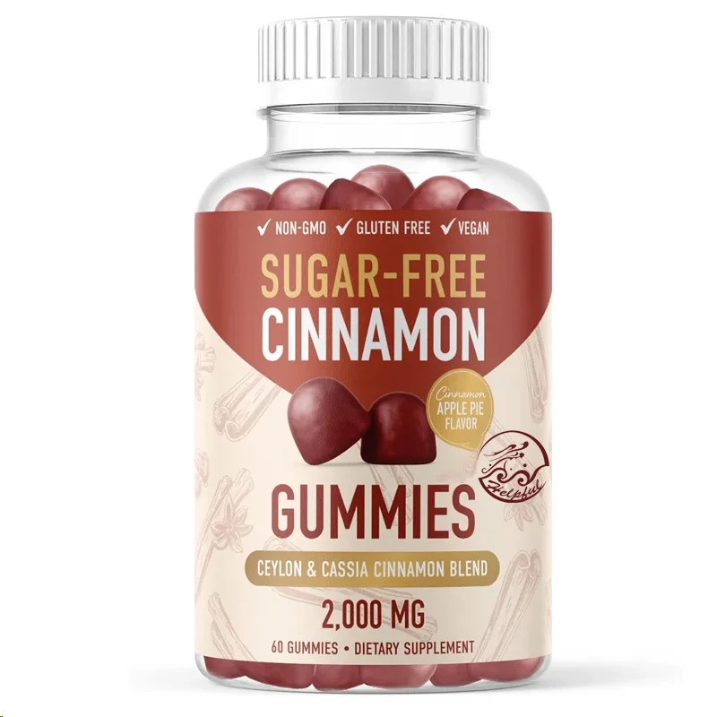 Sugar free Cinnamon Soft Candy 2000MG with Ceylon Cinnamon and Cassia Seed Complex Apple Flavor with 60Chromium Bites Soft Candy