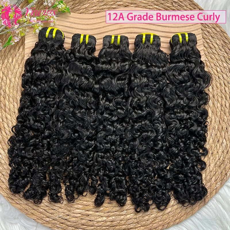 

Yiwigs бирманские вьющиеся пучки волос, человеческие волосы, 100% оригинальные человеческие волосы, натуральный цвет, необработанные девственные наращивания, надувные вьющиеся для женщин