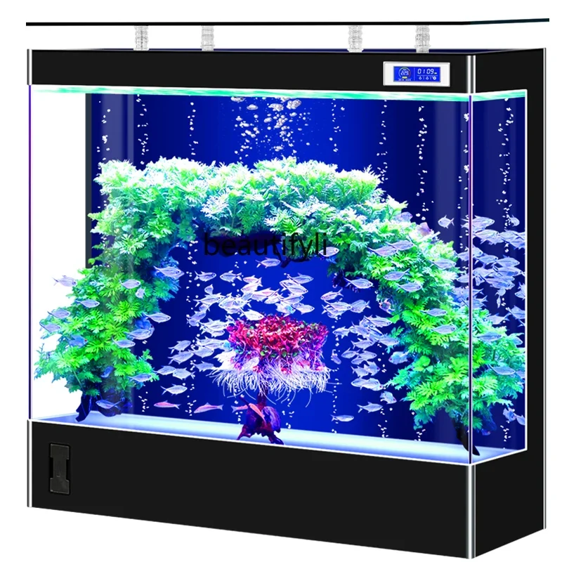 Square Back Filter Fish Tank Living Room Wall Floor Ecological Care-Free Aquarium