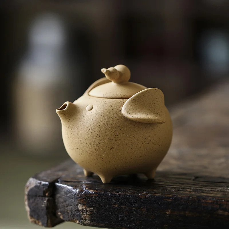 

Чайник из глины в форме милого поросенка, ручной работы, минималистичный, маленький, креативный, для дома, для чайной церемонии, декоративный, аксессуары для чаепития