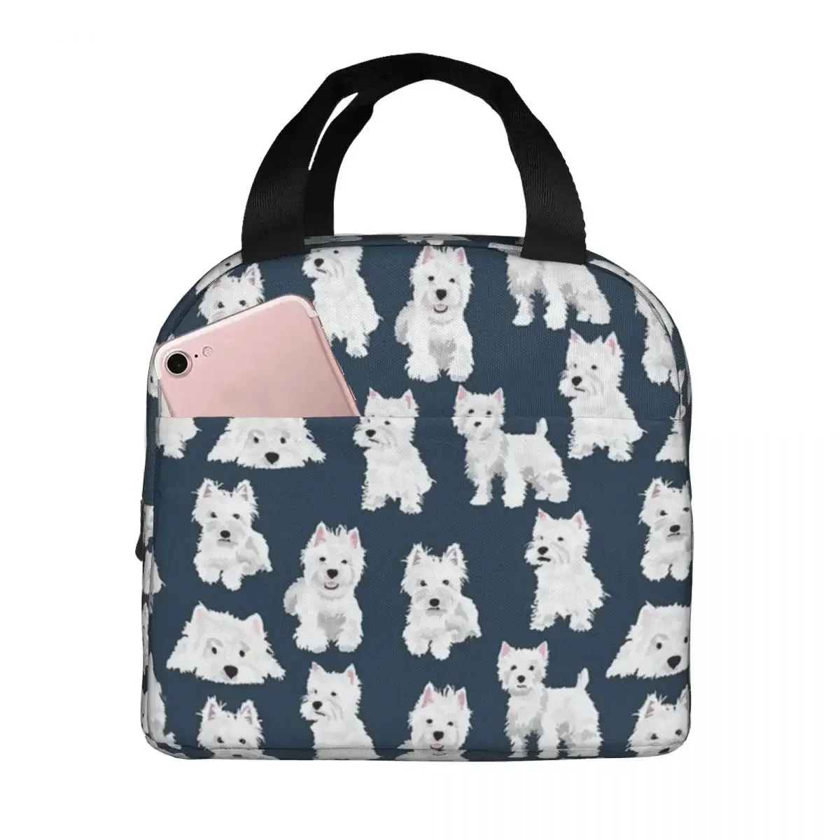 Westie-fiambrera portátil con aislamiento Oxford para mujer y niño, bolsa térmica para el almuerzo, ideal para la escuela